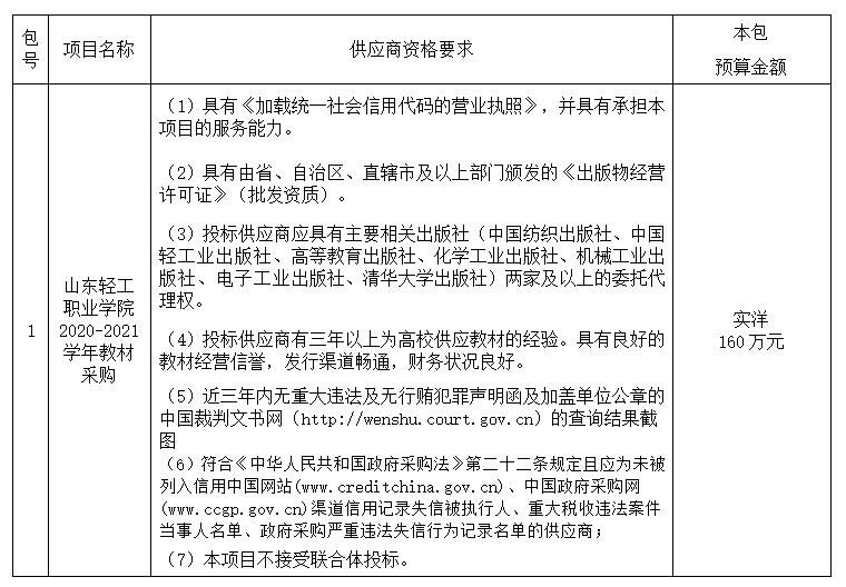 2020-2021学年教材招标公告